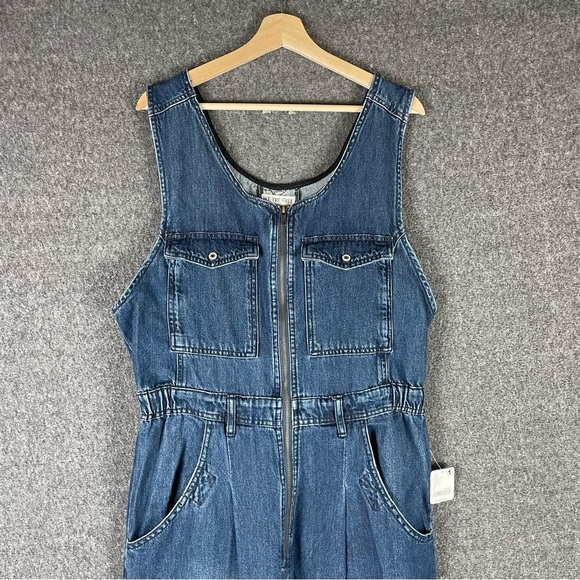 NWT Free People We The Free Cloud Nine Jumpsuit Cargo Large Denim Blue Relaxed - Picture 4 of 16